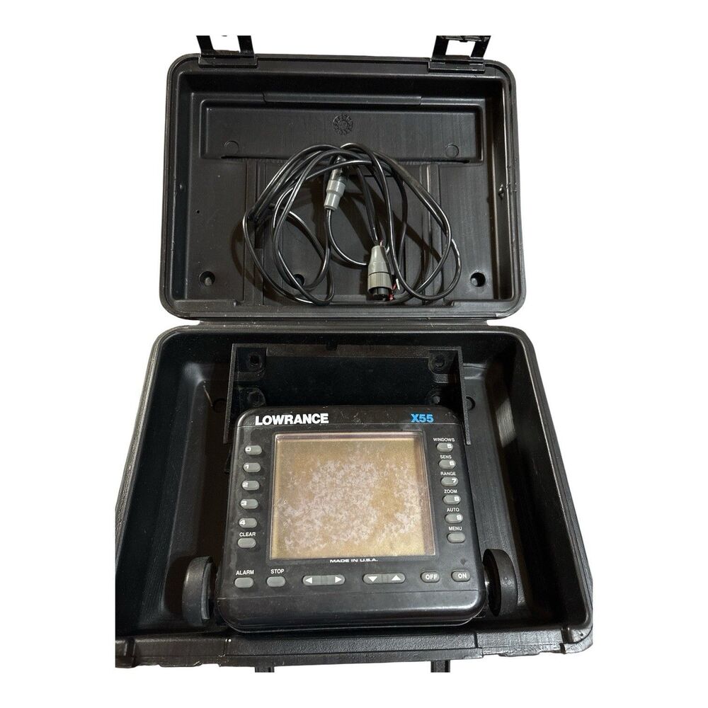 Lowrance X55A Fish Finder For Parts Or Repair Includes Case & Extras